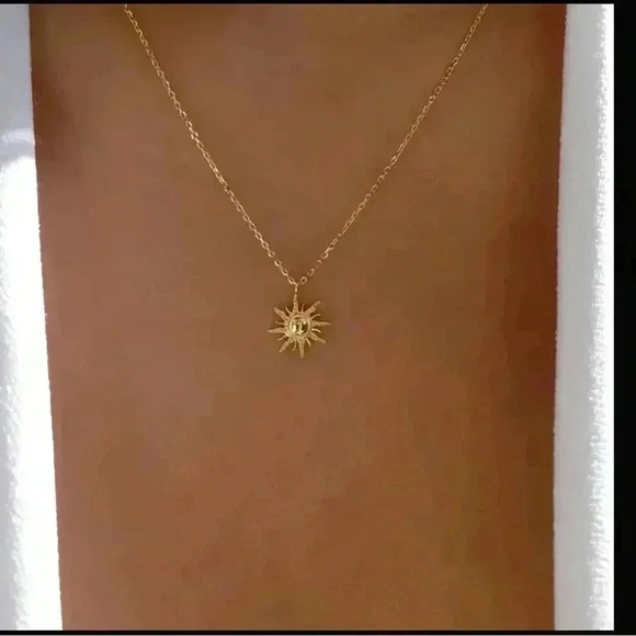 Cubic Zirconia CZ Round Circle Sun Design Mini Pendant Dainty Necklace - Picture 1 of 6